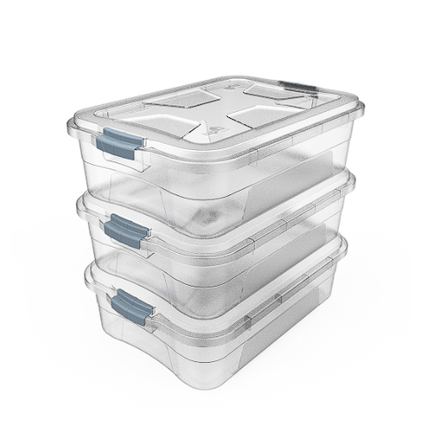 Kit 3 Caixas Organizadoras Transparente 10 Litros com Travas Uninjet