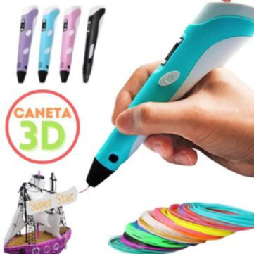 Caneta 3D Impressora Manual Infantil e Adulto Com Filamentos DIY Filamento Plastico ou ABS Tela LCD Desenho 3D Seguro Para Criancas