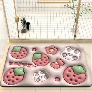 Tapete de Banheiro Efeito 3D Antiderrapante Super Absorvente Saída Chuveiro Box Super Absorvente 58x38cm