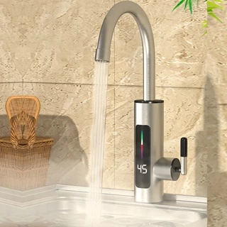 Torneira Elétrica (110V) Para Cozinha Banheiro Temperatura Quente Frio Regulagem e Giratória 360° Aço Inoxidável