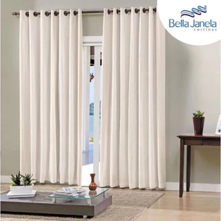 Cortina Lisa Blackout e Ilhós para Varão 2,40m X 1,60m Bloqueia 100% da luz Pratika
