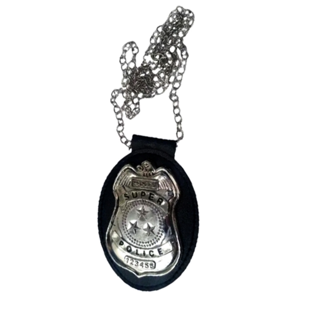 Distintivo Policial Acessório Para Fantasia Metal Police