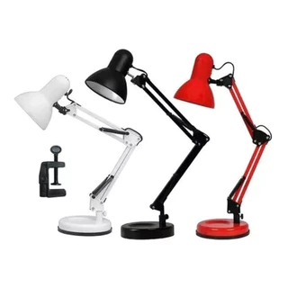Luminária Abajur De Mesa Articulada Base e Garra 2 Em 1 Luminária Fixar