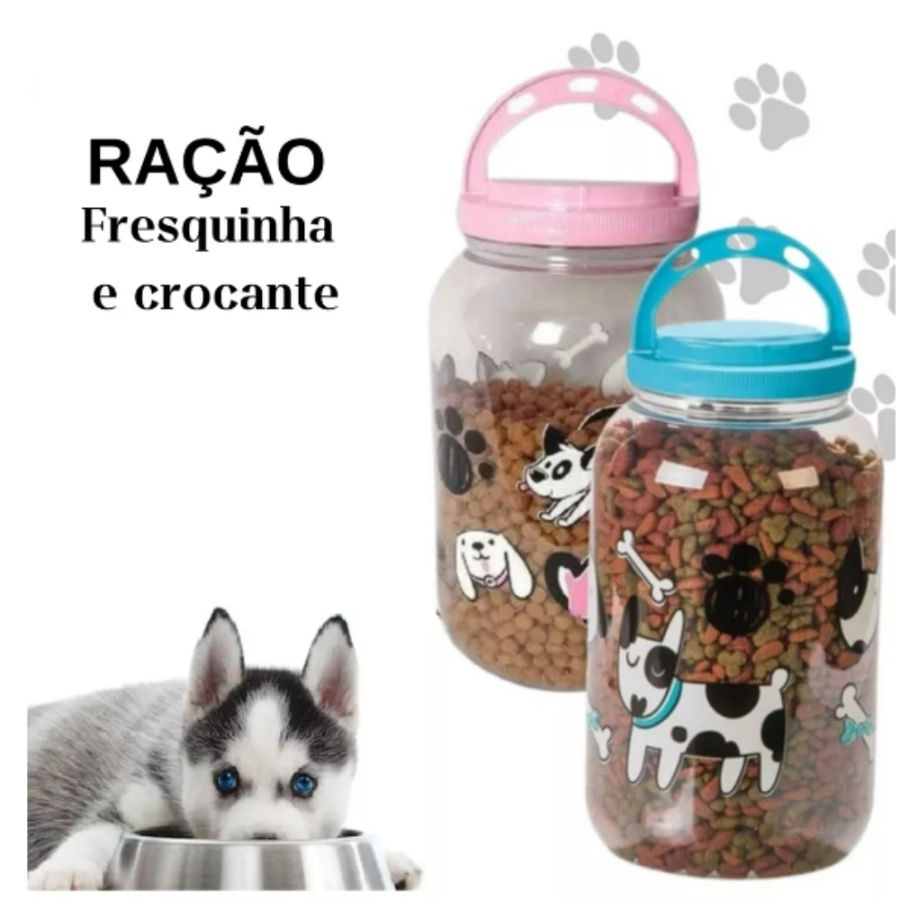 Pote plastico Guardar Ração Pet 3,6l Cachorro Dog Crocante Viagem ...