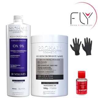 Descoloração Pó Ultra Clareador Branco e Ox 30 Prohall