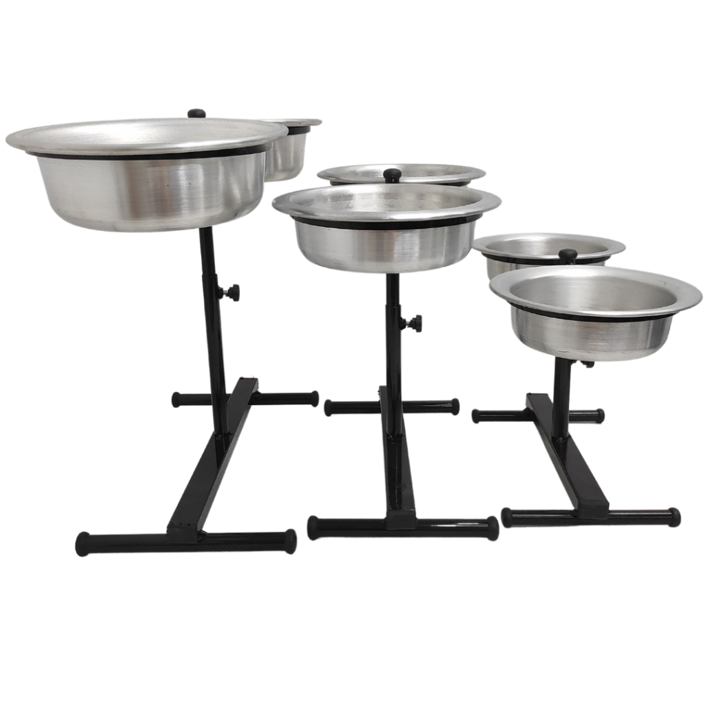 Comedouro Bebedouro Duplo Alumínio Ajustável Regulável Cachorro Altura Postura