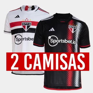 Kit Camisa Do São Paulo 2023 / 2024 - Branca + Preta - 2 Camisas Tailandesa 1:1