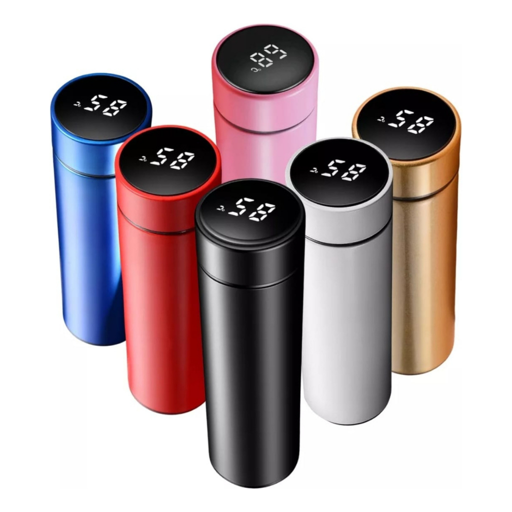Garrafa termica 500ml com medidor de temperatura digital led