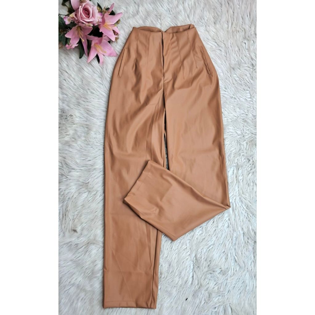 Domi Modas Calça Social Femenina ZR Pantalona de Couro Sintetico ...