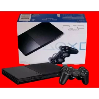 Playstation 2 ( Na Caixa ) + Pen-drive 32GB ( 8 Jogos ) + Memory Card + Silicone + Adesivo + Garantia
