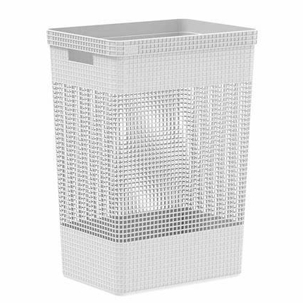 Cesto de Roupas Organizadores Lavanderia Banheiro Sem Tampa Grid Branco Oceano 49 Litros - Ou
