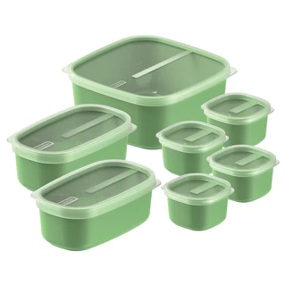 Conjunto de Potes Tramontina Mixcolor em Polipropileno com Tampa Transparente 7 Peças