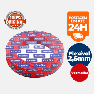 Fio Cabo Elétrico Flexivel Cabinho de Energia Corfio 2,5mm 750V Rolo 100m Vermelho para tomada interruptor