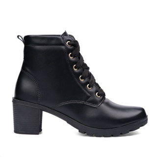 Bota Coturno Feminina Domidona Cano Curto Sola Tratorada Salto Alto