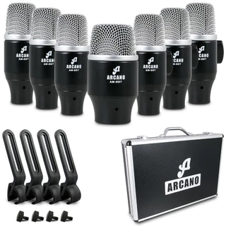 Kit de microfones dinâmicos para bateria Arcano AM-DD7 c/maleta