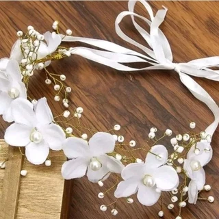 headband arranjo de cabelo para daminha de flores com pérolas