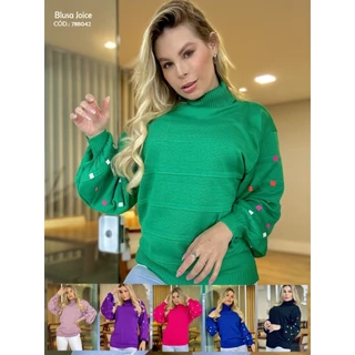 BLUSA FEMININA DE INVERNO BLOGUEIRA GOLA ALTA