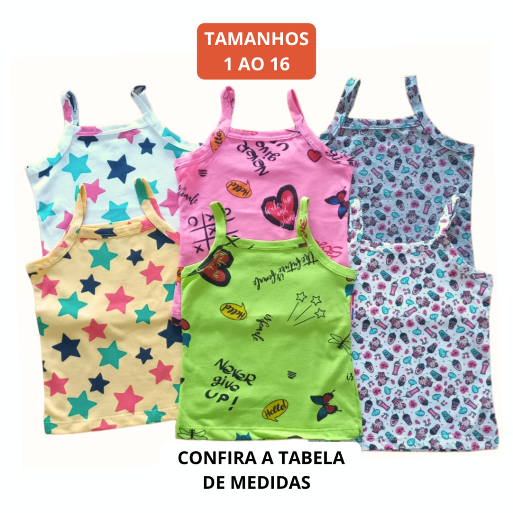 Blusa de alça estampada infantil/juvenil