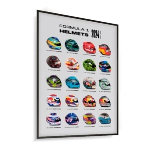 Quadro Decorativo Sem ou Com Moldura Fórmula 1 F1 Capacetes Pilotos Helmets 2024 - Fundo Claro