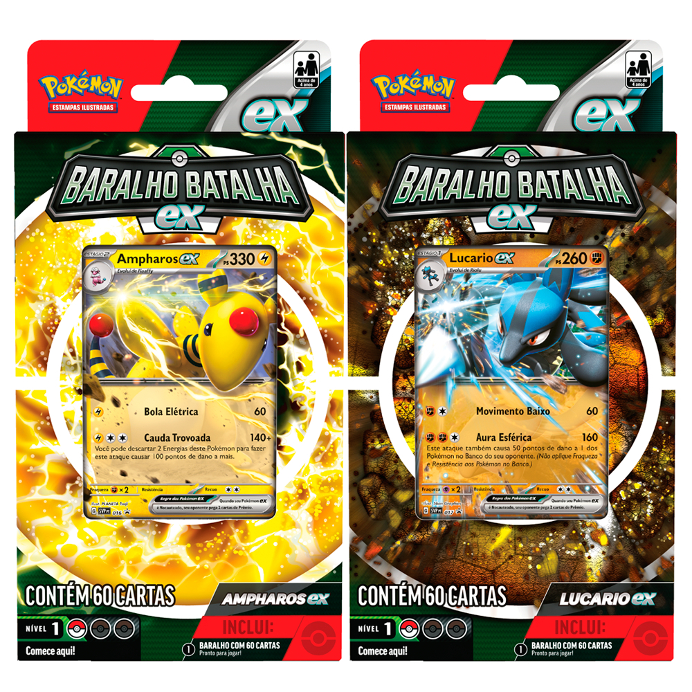 Deck de Batalha EX Diversos Modelos - Baralho de Batalha ex - Pokémon TCG Original COPAG