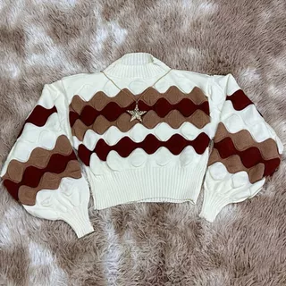 Novos Blusa Coloridos de Tricot Manga Ccomprida Outono e Inverno