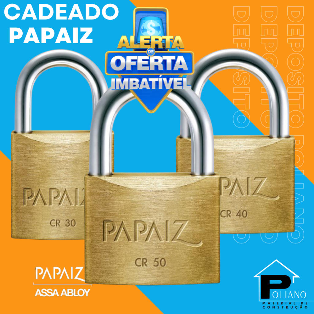 Cadeado Papaiz latão Original , não enferruja Linha Clássica Standard - Armário, Bicicleta, Portão, melhor segurança, tamanhos