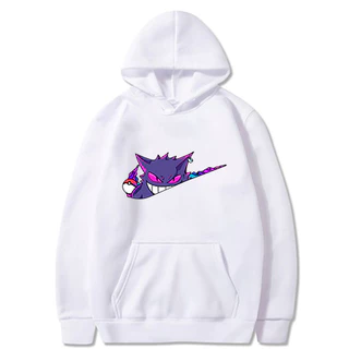 Moletom Blusa de Frio Inverno Adulto Infatil 8 ao GG Canguru Unissex Feminino e Masculino Casaco Com Capuz Flanelado Blusa de Frio Moleton Algodão Estampa Pokemon Gengar Street NK