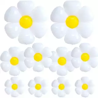 10 Balão Metalizado Flor Margarida Branco 45cm Decoração Festa Jardim
