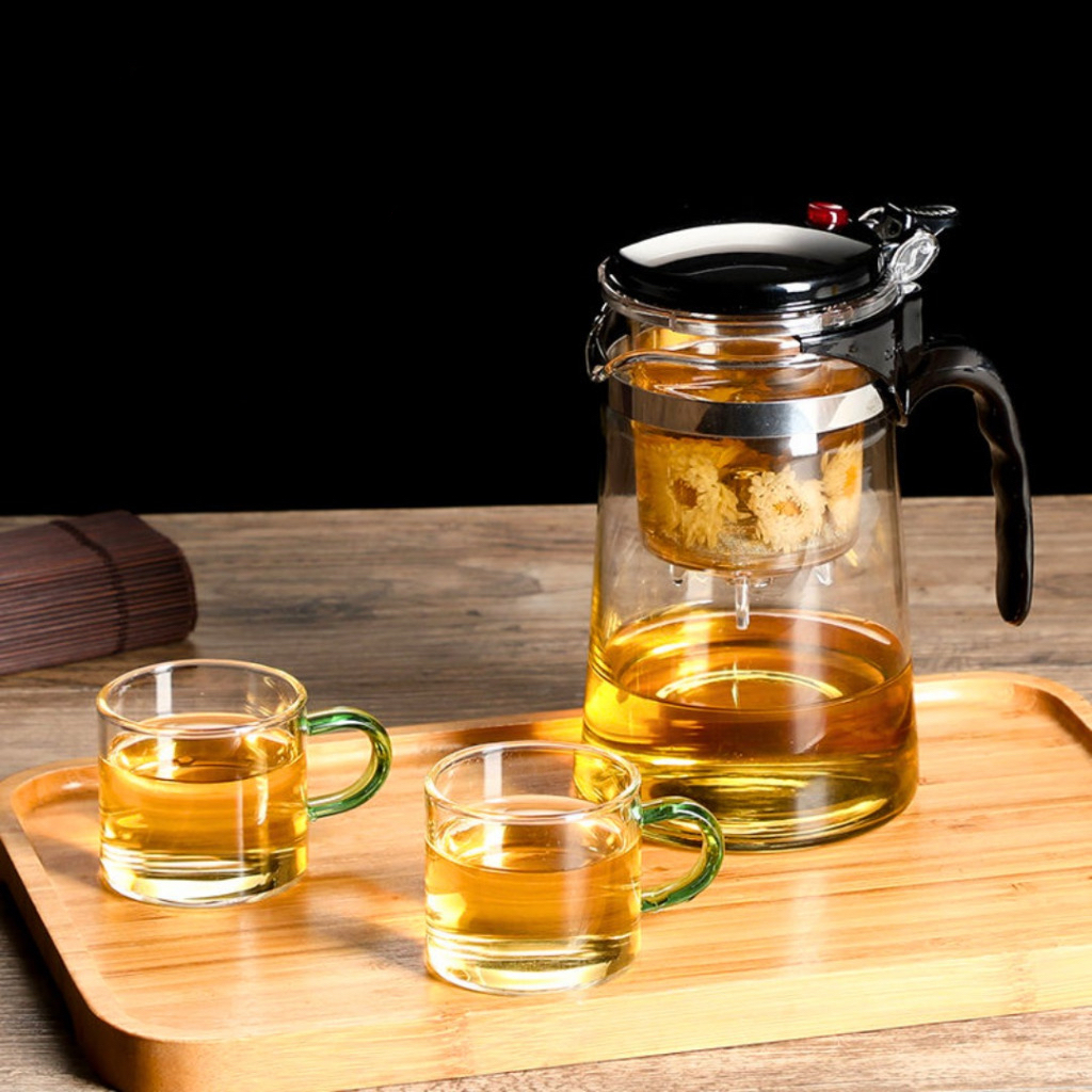 Imagem do produto Chaleira Bule Jarra de Vidro 900ML Para Chá Com Infusor Reutilizável 6