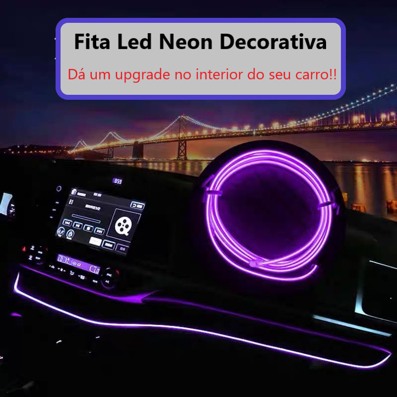 M202 - Fita de Led Neon Painel Interior Carro Decoração Automotiva Tunning 12V 3 / 5 metros Top Luxo