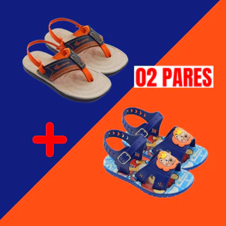 Kit 2 Pares Sandália Chinelo Baby Papete Infantil Menino Escola Confortável