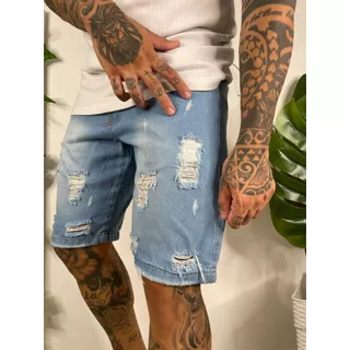 BERMUDA JEANS RASGADO LANCAMENTO 2024