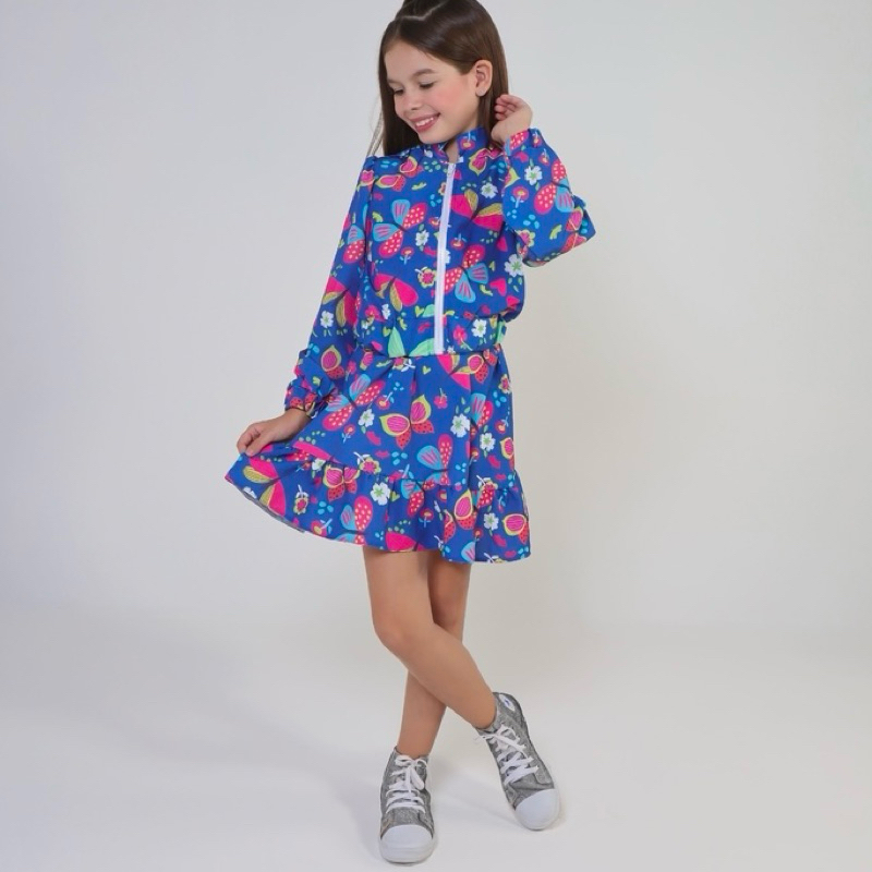 Conjunto com Saia 12 Anos Infanto Juvenil Menina Azul Estampado ...