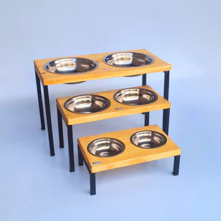Suporte Duplo Elevado Comedouro Pote Tigela Inox Pet Ferro Cachorro Gato