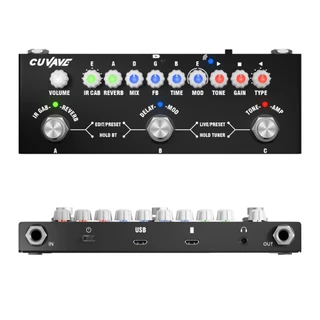 Pedal de efeitos para guitarra Pedal de efeitos múltiplos recarregável para guitarra Pedais de efeitos combinados para guitarra Reprodução sem fios Acessórios para guitarra