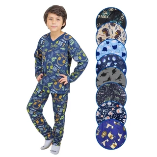 Pijama Infantil Masculino e Feminino – Moletinho Manga Comprida Estampado | Tamanhos 1 ao 14 Anos| em Oferta na Shopee