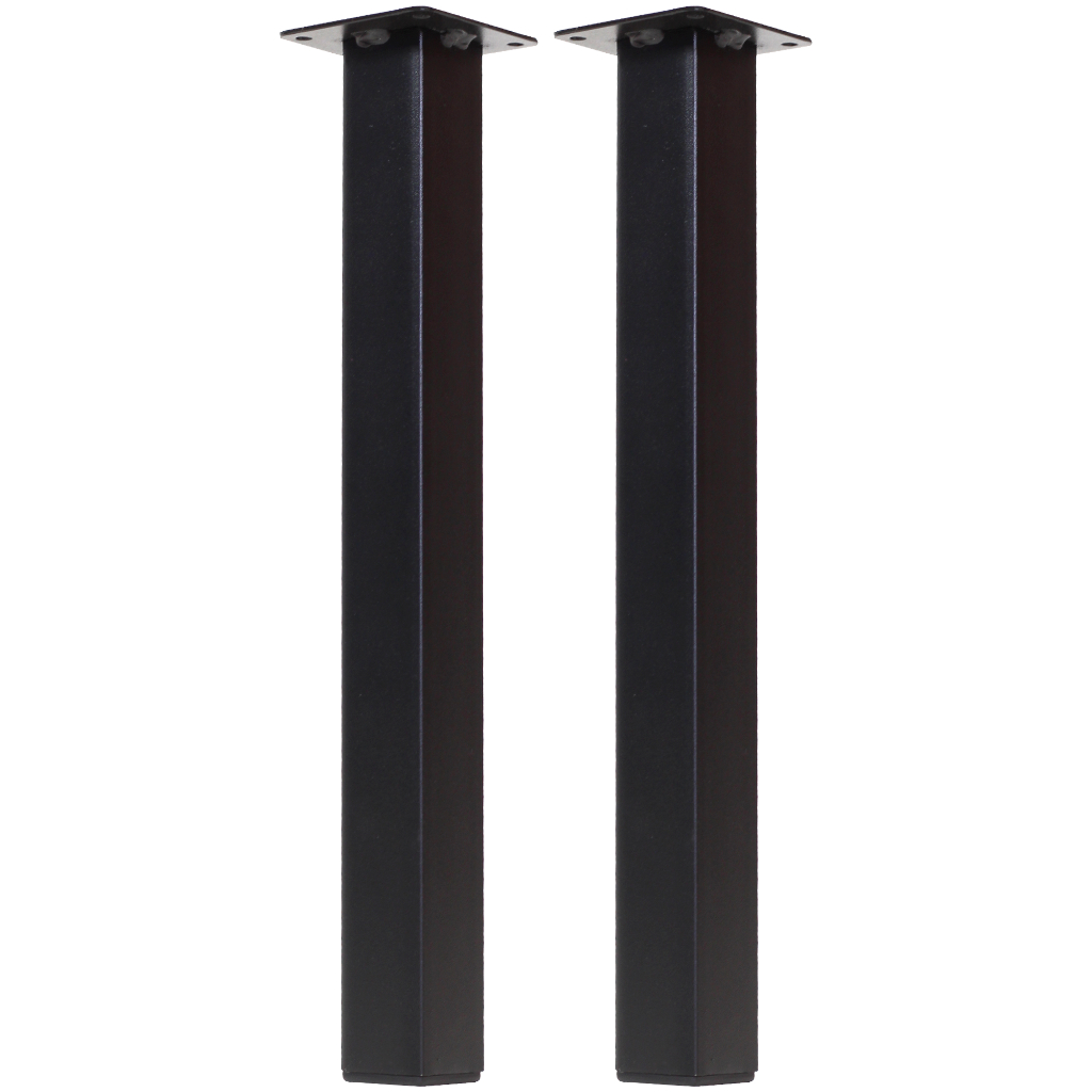 2 Pés De Móveis Tubo Aço Quadrado Cannes 50cm Altura Reforçado Preto