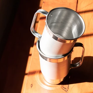 4 Canecas 350ml Borda polida escovada caneca faixa meio Aluminio gelo agua bar restaurantes