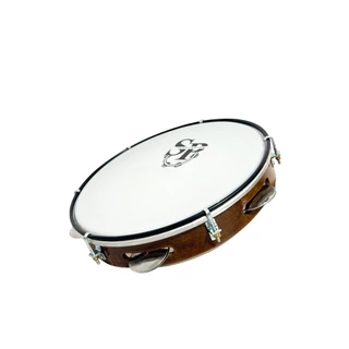 Pandeiro Profissional 10 Polegadas Madeira Pele Leitosa Sp Percussão