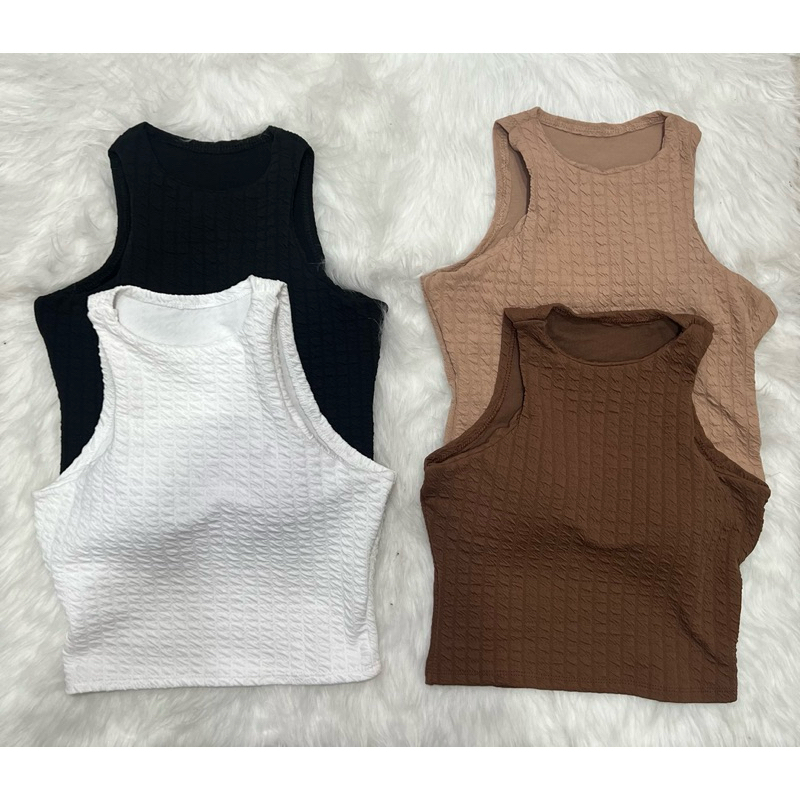 Cropped Feminino Bubble Regatinha Básica Moda 2024 Diversas Cores Sem Bojo