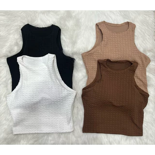 Cropped Feminino Bubble Regatinha Básica Moda 2024 Diversas Cores Sem Bojo