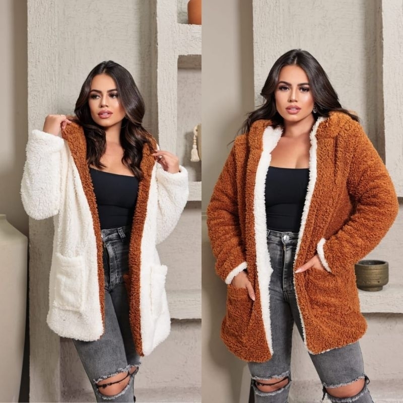 Casaco Reversível Teddy Feminino ted Dupla face | Shopee Brasil