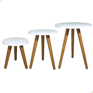 Trio Mesinhas Para Sala Lateral Pé Palito Retro Porta Decoração e Objeto