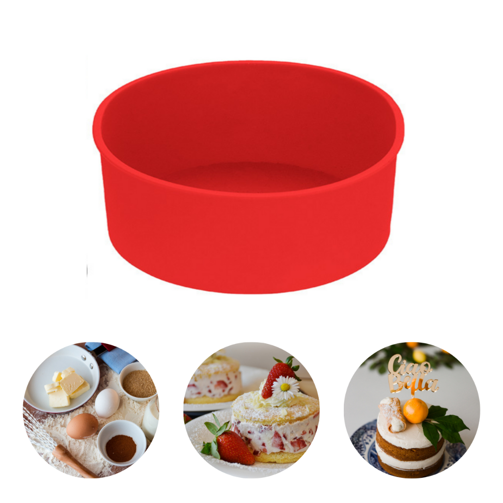 Assadeira Forma De Silicone Para Bolo Pudim Torta Mousse Forno Airfryer Pequena Bento Cake