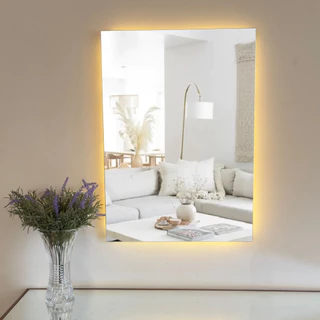 Espelho para Banheiros Retangular com LED À PILHA ou FONTE 12v Decoração Ambiente Moderno