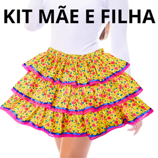 Mãe e Filha Saia Festa Junina Kit Quadrilha Babados Vários Modelos e Tamanhos