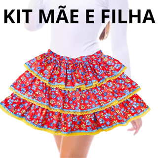 Kit Saia Festa Junina Mãe e Filha Quadrilha Babados Vários Modelos e Tamanhos