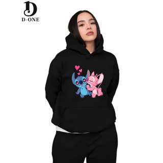 Moletom Estampado Lilo Stitch Moda Feminina Canguru Com Capuz Blusa De Frio Casual