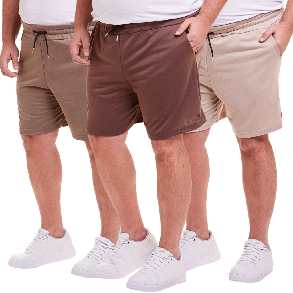 Kit 3 Bermuda Moletom Plus Size Premium