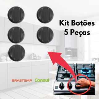 Kit Botão de Fogão Brastemp/Consul 5 peças